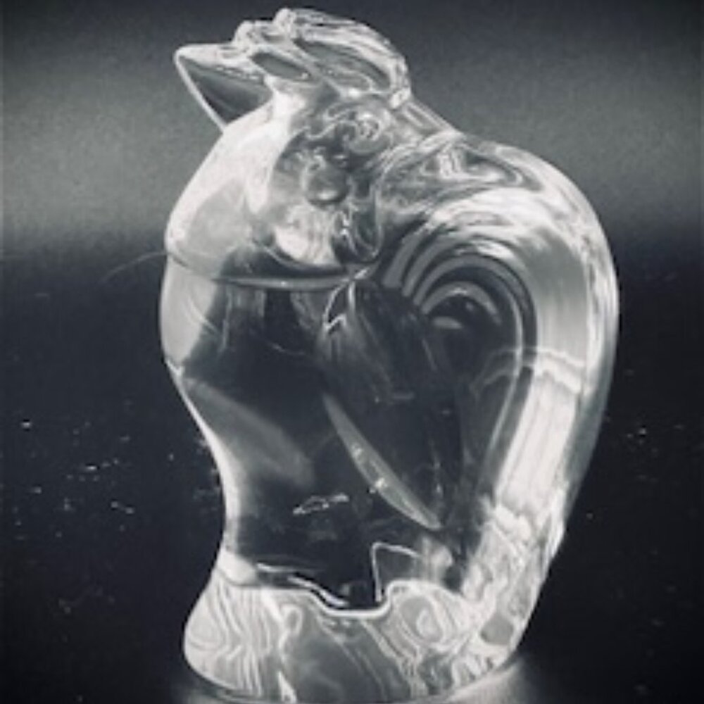 Vintage Crystal Rooster Figurine, Signed by Steuben, Circa 1930's